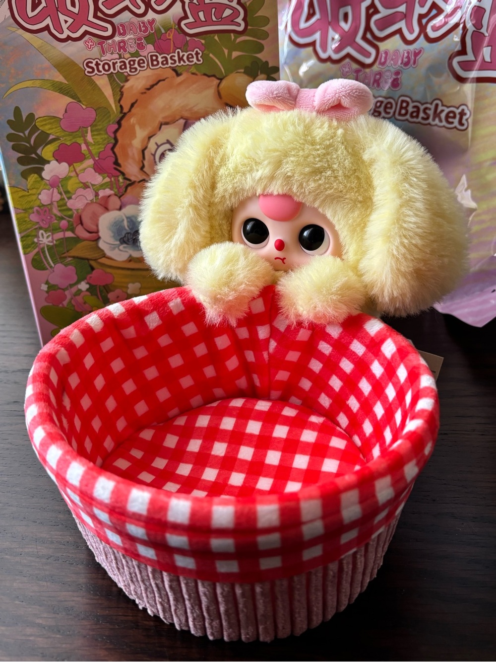 Baby Three Storage Basket Confirmed Puppy IMPERFECT (Spot on basket)